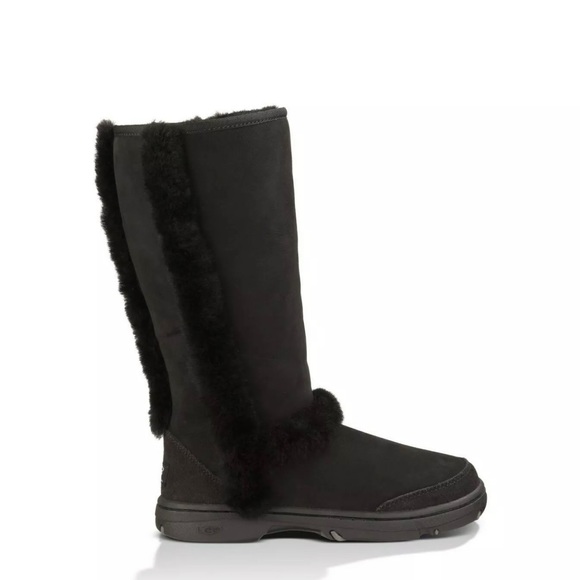 UGG Sunburst Tall Black Suede Fur Boots *NIB* New Designer Uggs Boot Australia - Picture 1 of 1